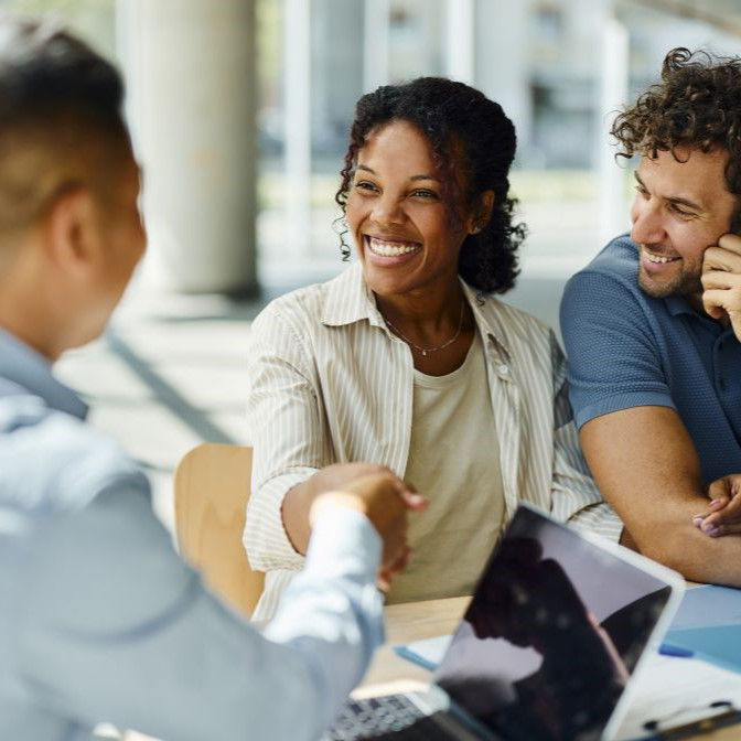 couple speaking with Chubb claims professional