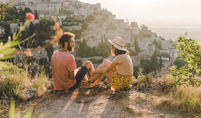 travelers laughing