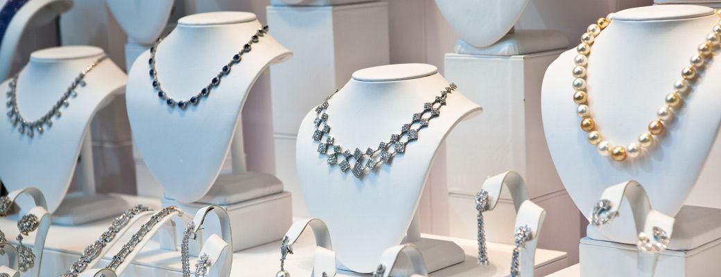 necklaces earrings bracelets displayed