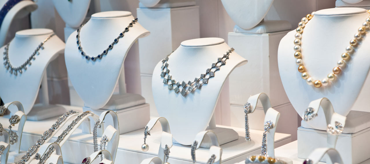 necklaces earrings bracelets displayed