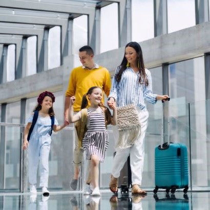 Latino family in airport